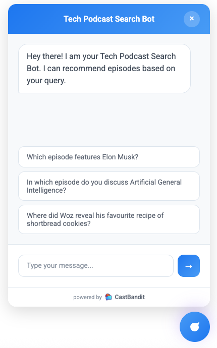 Chatbot widget interface